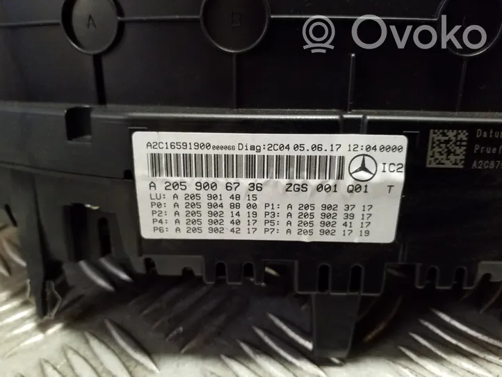 Mercedes-Benz GLC X253 C253 Tachimetro (quadro strumenti) A2059006736