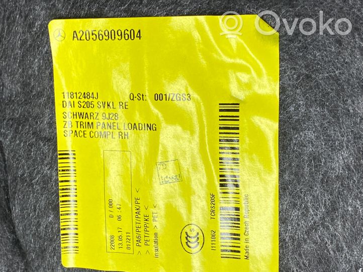 Mercedes-Benz C W205 Apatinis, bagažinės šono, apdailos skydas A2056909604