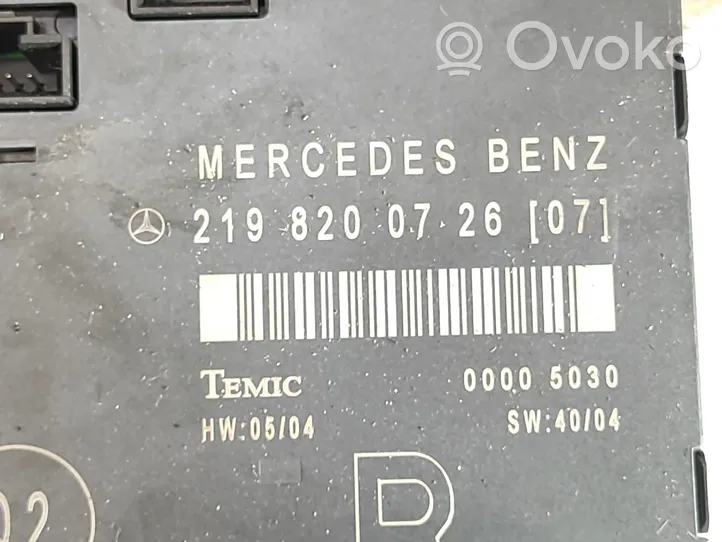 Mercedes-Benz CLS C219 Unité de commande module de porte 2198200726