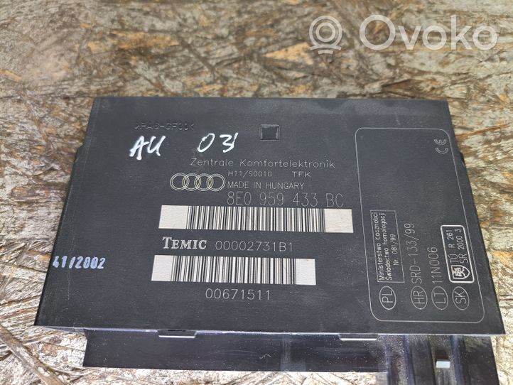 Audi A4 S4 B6 8E 8H Moduł / Sterownik komfortu 8E0959433BC