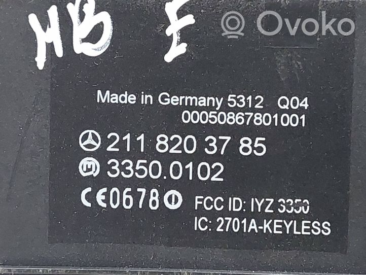 Mercedes-Benz E W211 Moduł / Sterownik systemu uruchamiania bezkluczykowego 2118203785