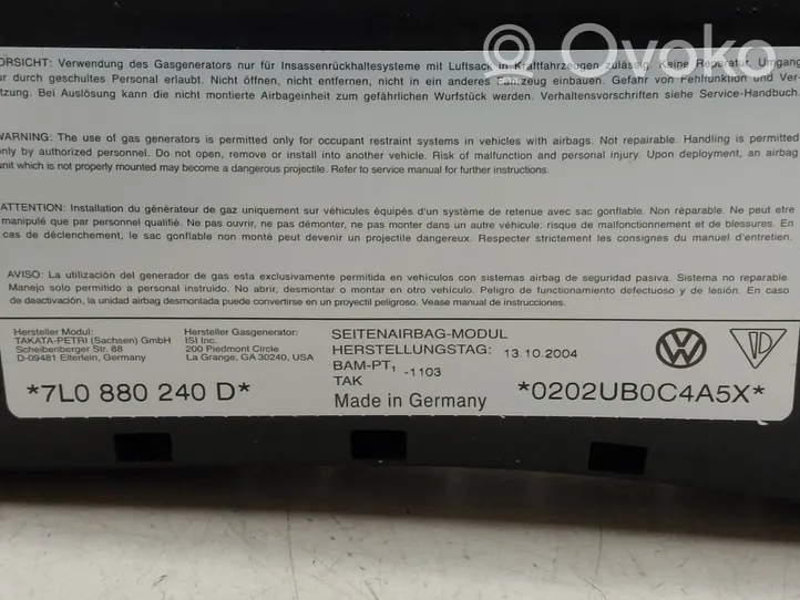 Volkswagen Touareg I Sēdekļa drošības spilvens 7L0880240D