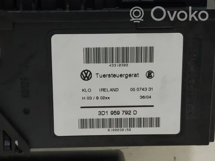 Volkswagen Touareg I Moteur de lève-vitre de porte avant 3D1959792D