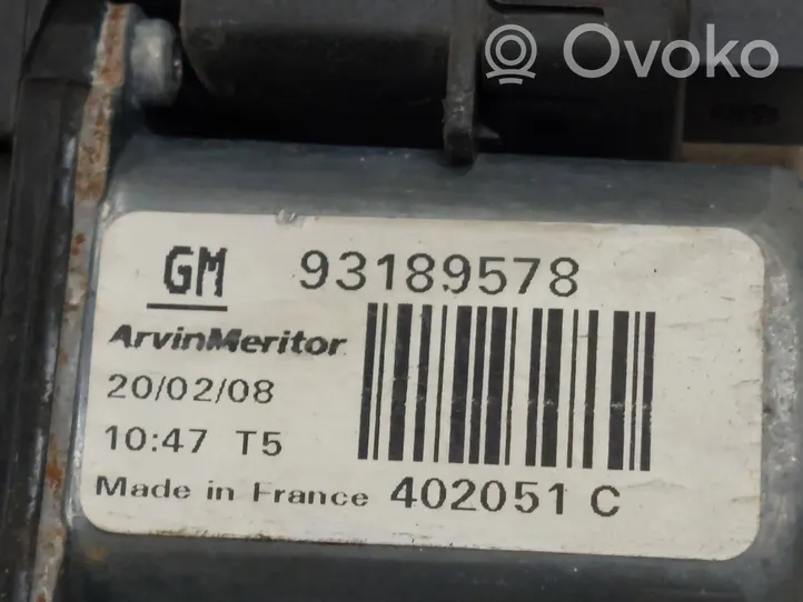Opel Meriva A Elektryczny podnośnik szyby drzwi przednich 93189578