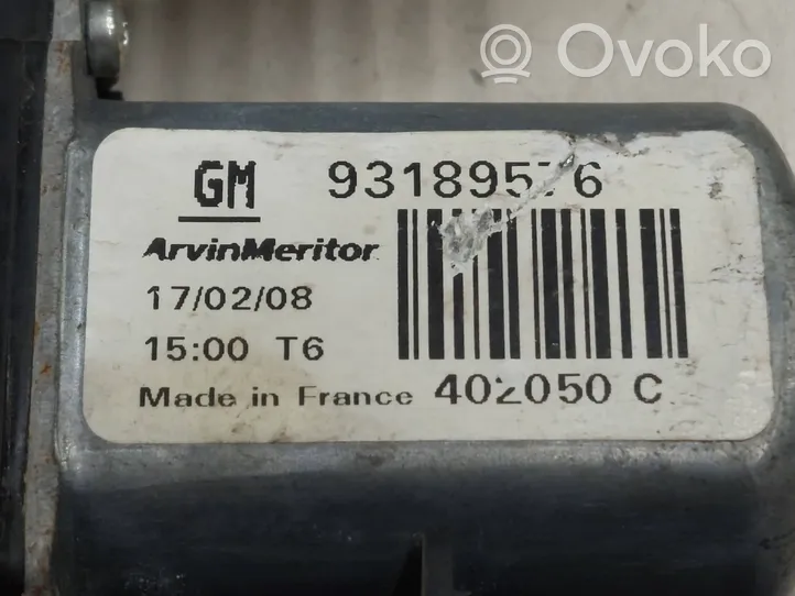 Opel Meriva A Mécanisme de lève-vitre avec moteur 93189576
