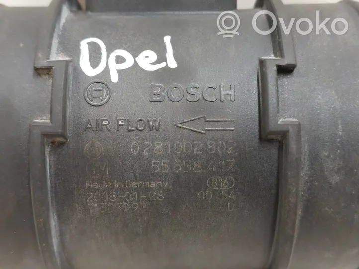 Opel Meriva A Przepływomierz masowy powietrza MAF 55558417