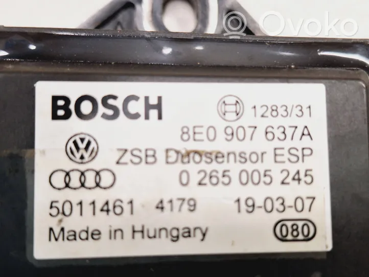 Audi A4 S4 B6 8E 8H Capteur de vitesse de lacet d'accélération ESP 8E0907637A