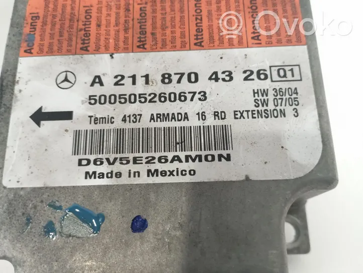 Mercedes-Benz E AMG W210 Oro pagalvių valdymo blokas A2118704326