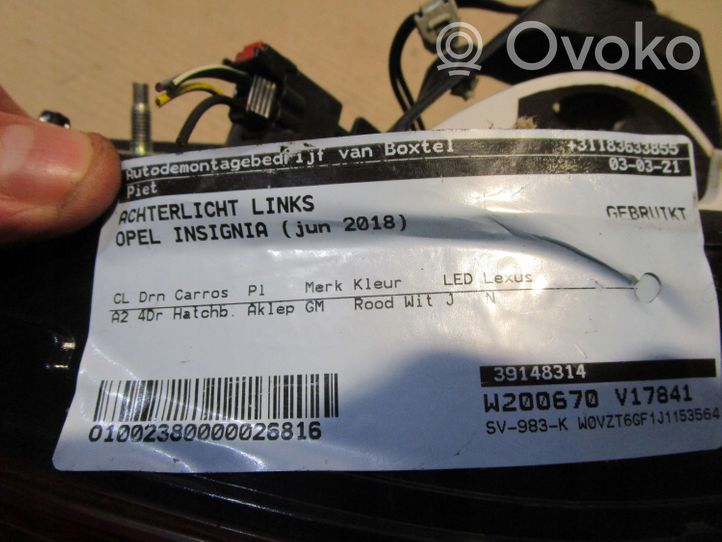 Opel Insignia B Luci posteriori del portellone del bagagliaio 39148314