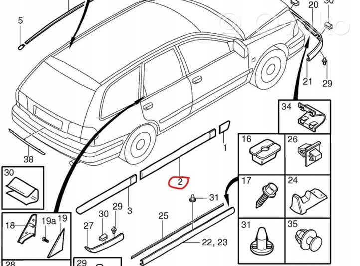 Volvo S40, V40 Front door trim (molding) 30621395