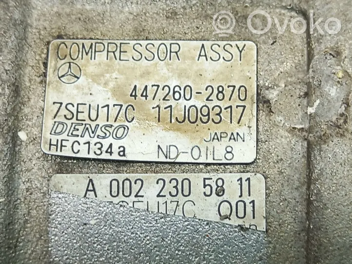 Mercedes-Benz R W251 Ilmastointilaitteen kompressorin pumppu (A/C) A0022305811