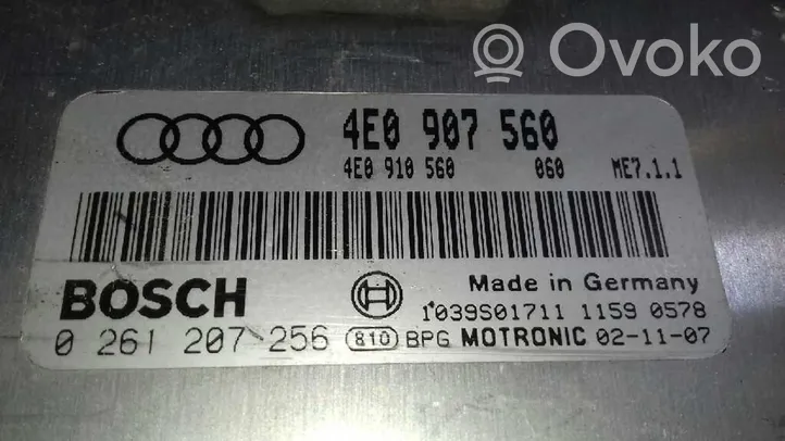 Audi A8 S8 D3 4E Unité de commande, module ECU de moteur 4E0907560