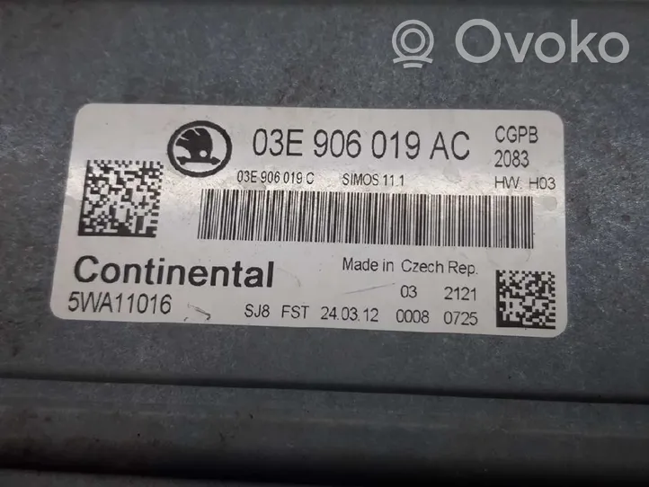 Skoda Fabia Mk2 (5J) Komputer / Sterownik ECU silnika 03E906019AC