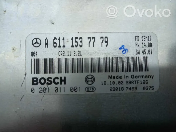 Mercedes-Benz CLK AMG A208 C208 Unité de commande, module ECU de moteur A6111537719