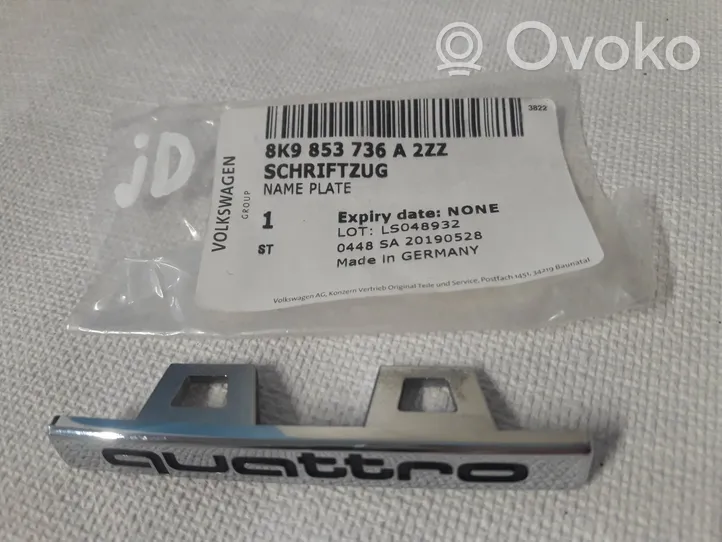 Audi A4 S4 B8 8K Valmistajan merkki/logo/tunnus 8K9853736A