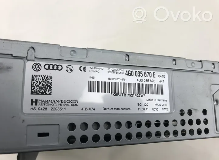 Audi A6 S6 C7 4G CD/DVD-vaihdin 4G0035670E