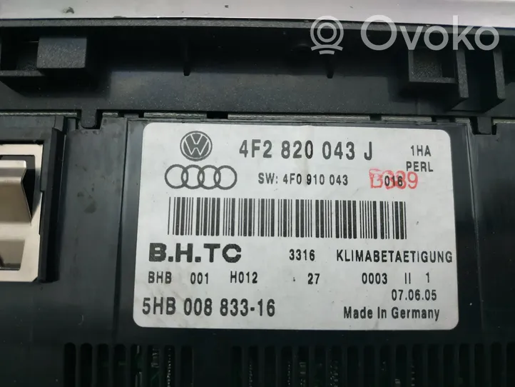 Audi A6 S6 C6 4F Przełącznik / Włącznik nawiewu dmuchawy 4F2820043J