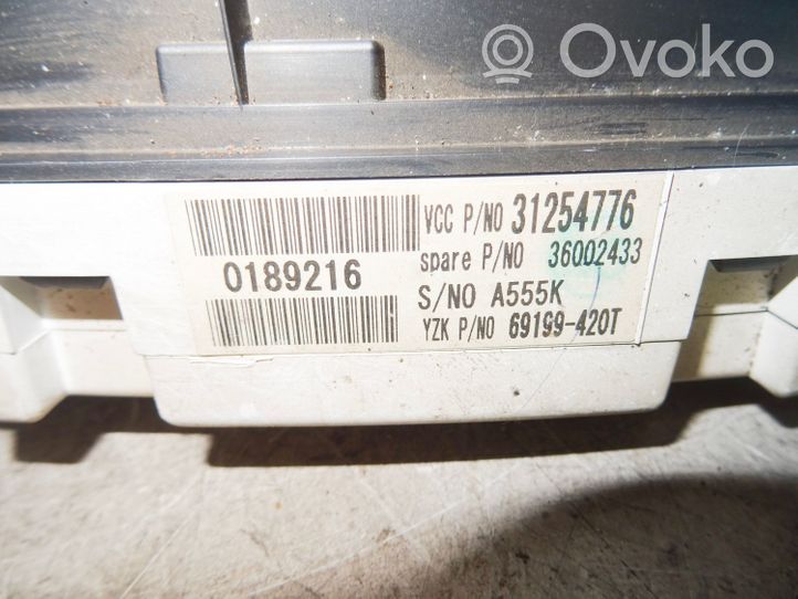 Volvo C30 Compteur de vitesse tableau de bord 31254776