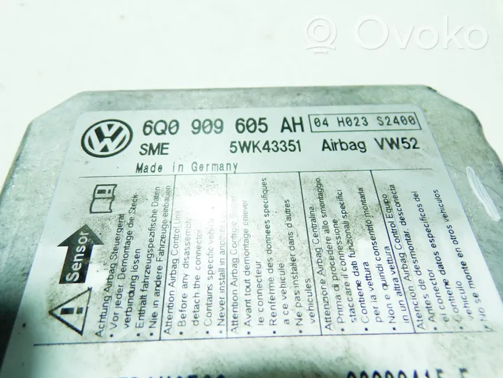 Volkswagen Caddy Sterownik / Moduł Airbag 6Q0909605AH