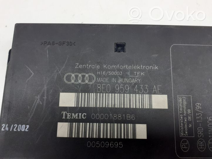 Audi A4 S4 B6 8E 8H Komforto modulis 8E0959433AE