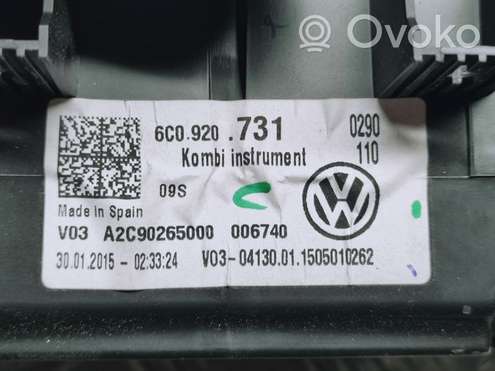 Volkswagen Polo V 6R Compteur de vitesse tableau de bord 6C0920731