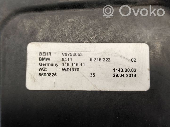 BMW 5 GT F07 Couvercle cache filtre habitacle 9216222