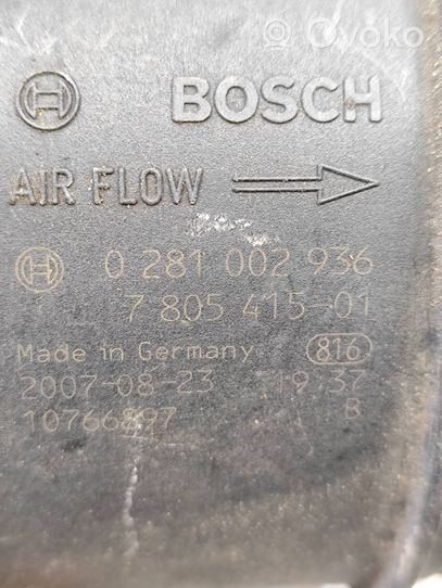 BMW 3 F30 F35 F31 Измеритель потока воздуха 0281002936