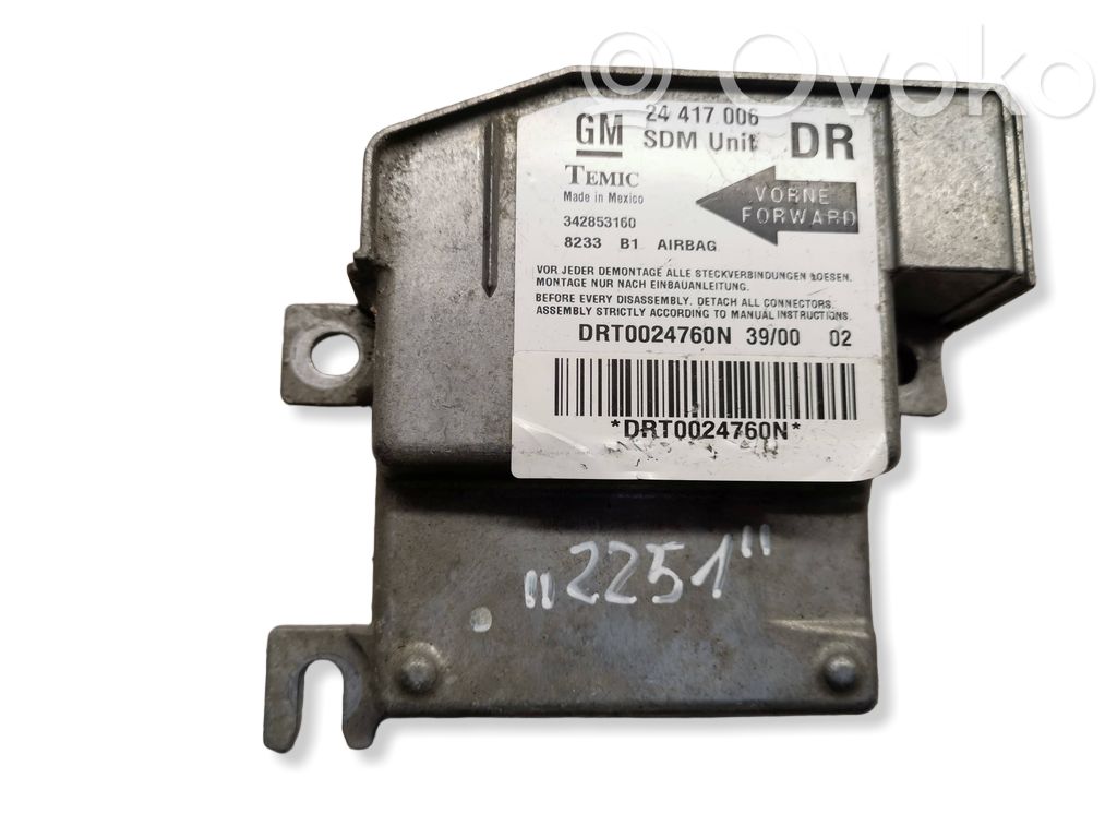 Opel Corsa C Airbag control unit/module 