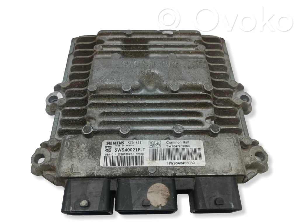 Engine control unit/module   9643455080,5WS40021FT,9647202380