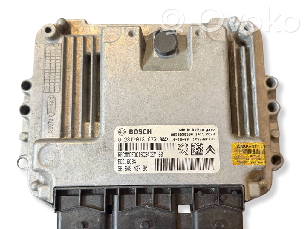 Engine control unit/module   0281013872,EDC16C34,9664843780,965395890
