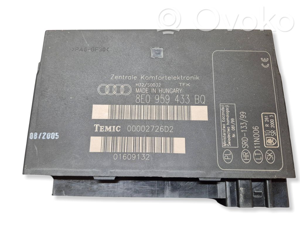 Audi A4 S4 B7 8E 8H Mukavuusmoduuli 