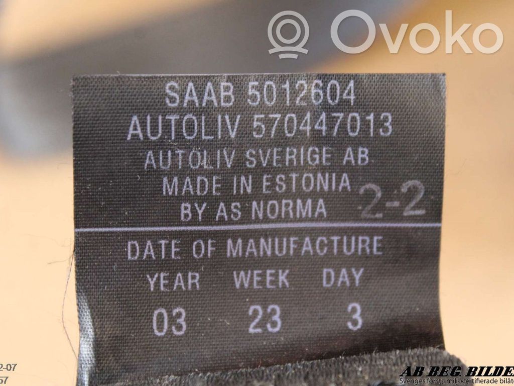 Saab 9-5 Saugos diržas galinis 