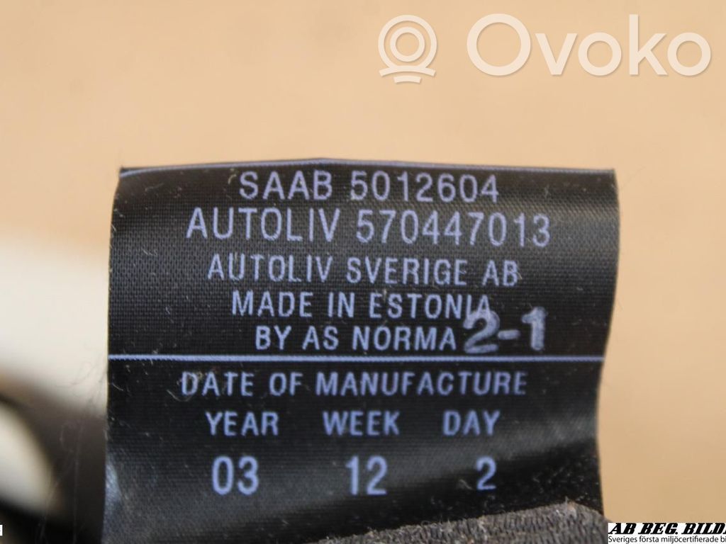 Saab 9-5 Saugos diržas galinis 
