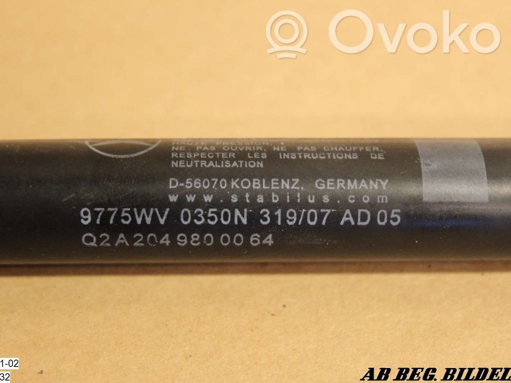 Mercedes-Benz C W204 Vérin, capot-moteur 