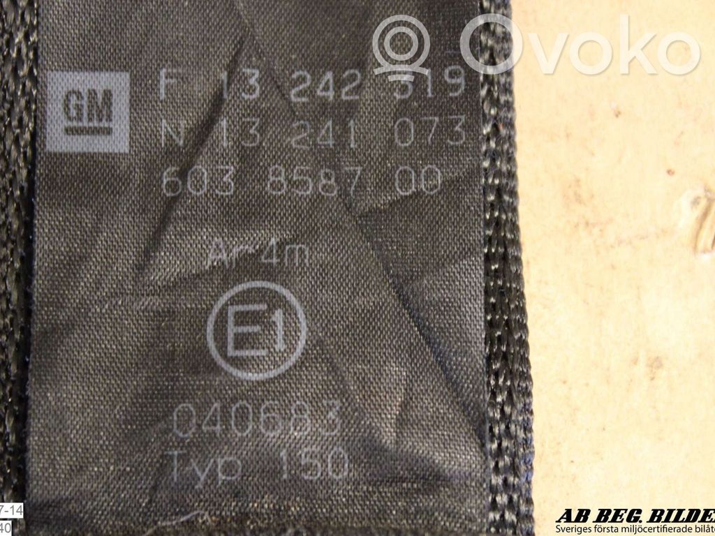 Opel Zafira B Sicherheitsgurt 3. Sitzreihe