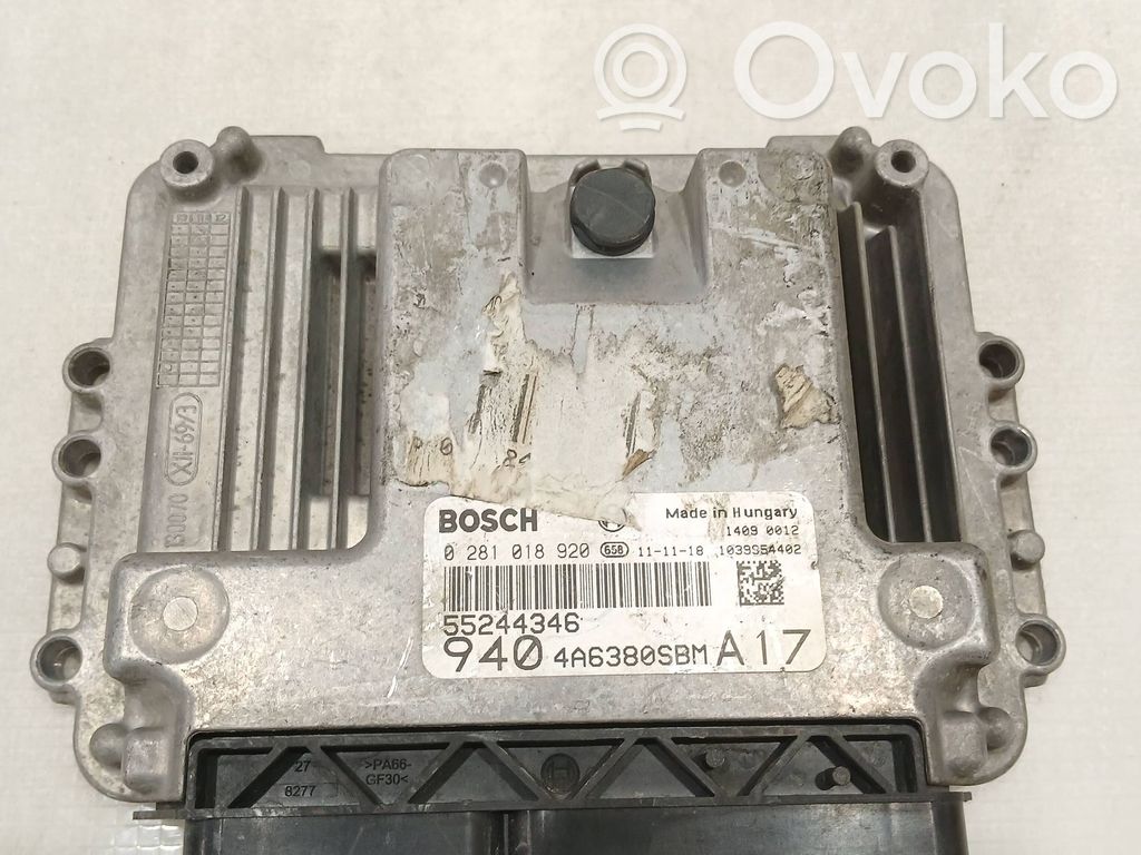 Engine control unit/module ECU   55244346,4A6380SBM,0281018920