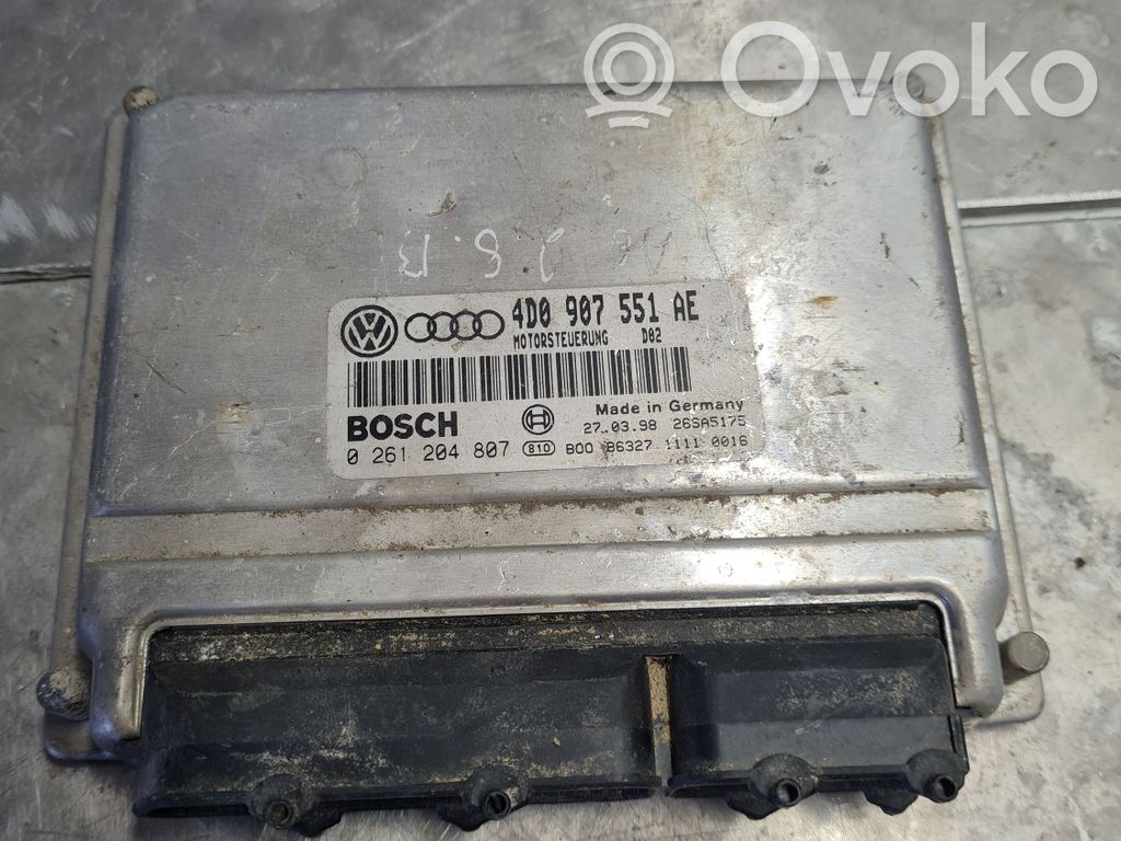 Engine control unit/module   0261204807,4D0907551AE