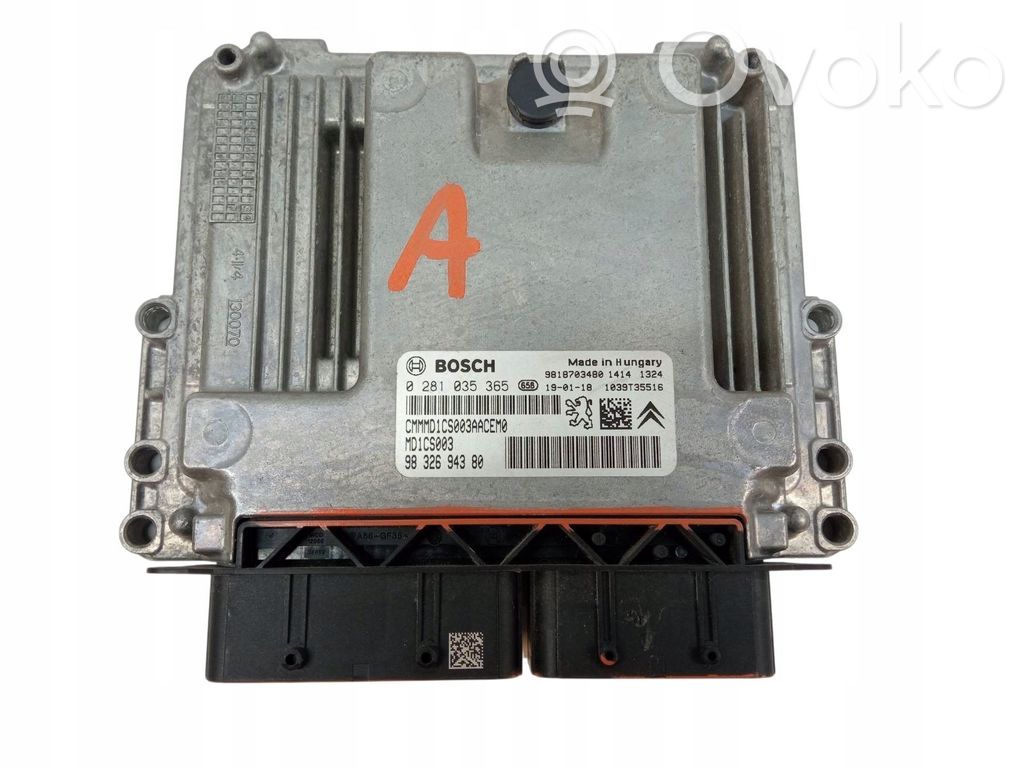 Engine control unit/module   9818703480,0281035365,102KM,HDI