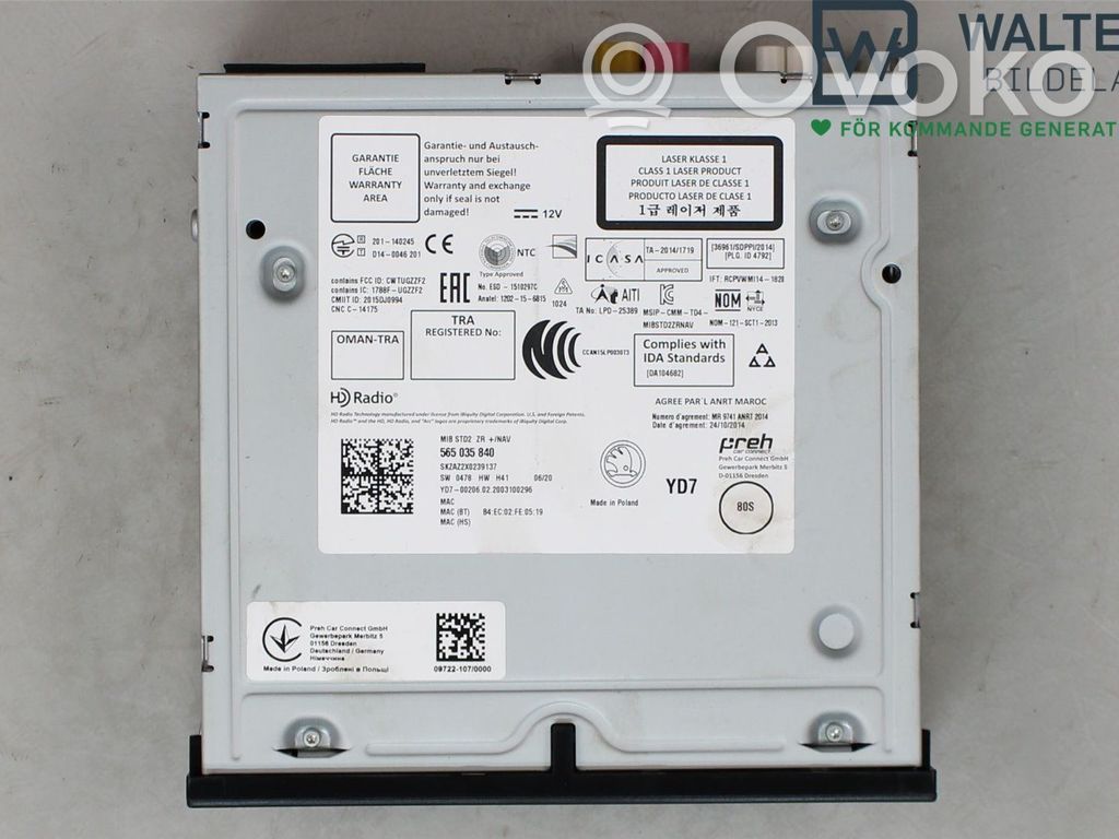 Skoda Octavia Mk3 (5E) Controllo multimediale autoradio