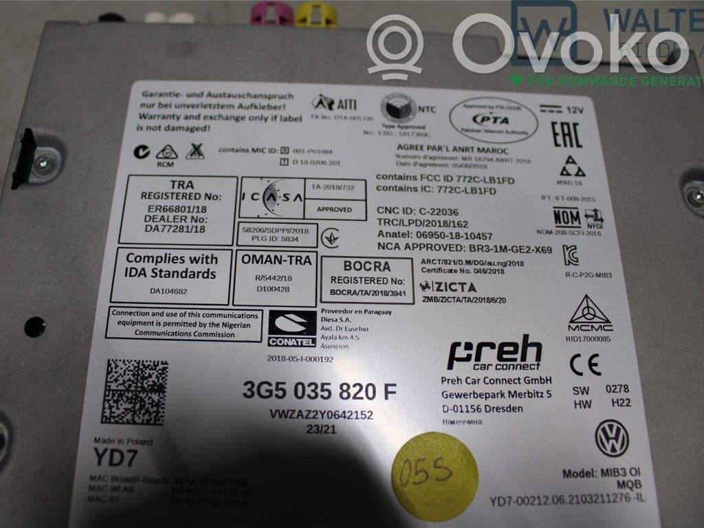 Volkswagen PASSAT B8 Unità principale autoradio/CD/DVD/GPS 