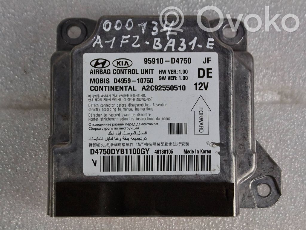 Airbag control unit/module   95910D4750,A2C92550510