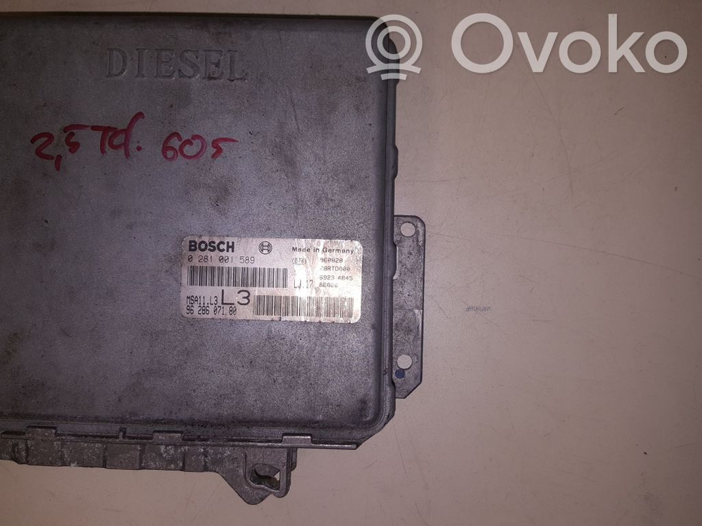 Engine control unit/module   9628607180,0281001589,MSA11L3