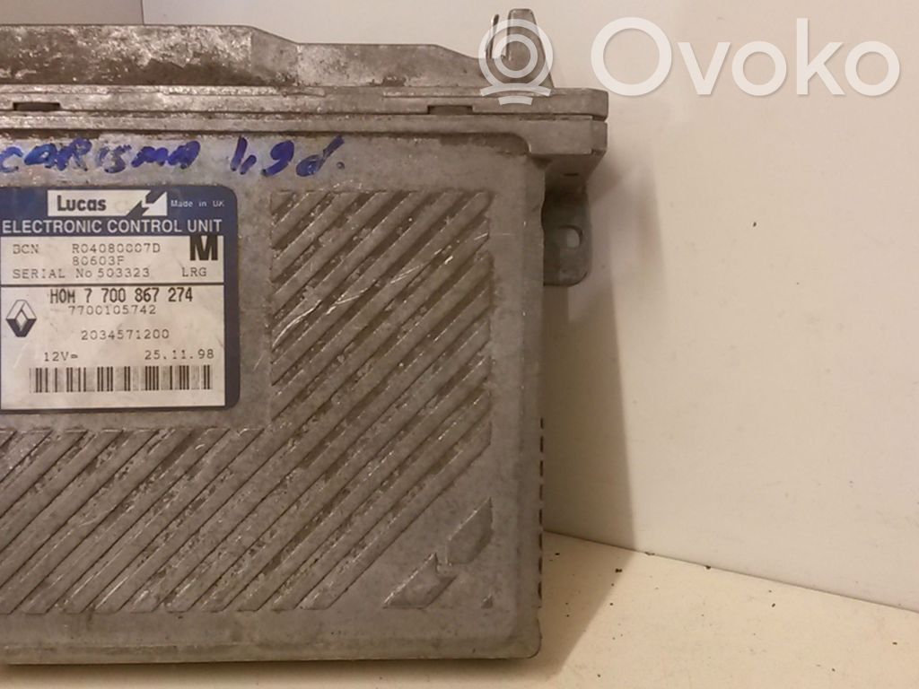 Engine control unit/module   7700867274,7700105742,R04080007D,80603F