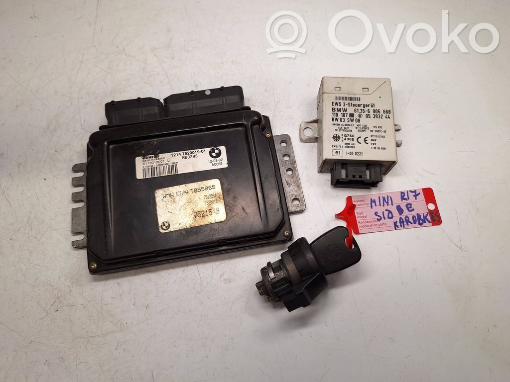 Mini One - Cooper R50 - 53 Komputer / Sterownik ECU i komplet kluczy 