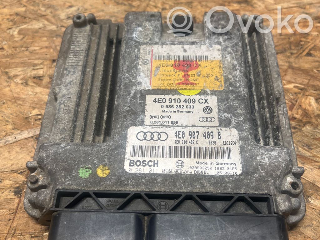 Engine control unit/module   4E0907409B,4E0910409CX,0281011099