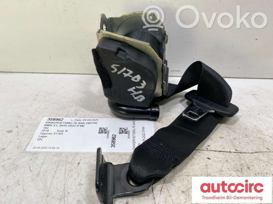 BMW X1 F48 F49 Pas bezpieczeństwa fotela tylnego 