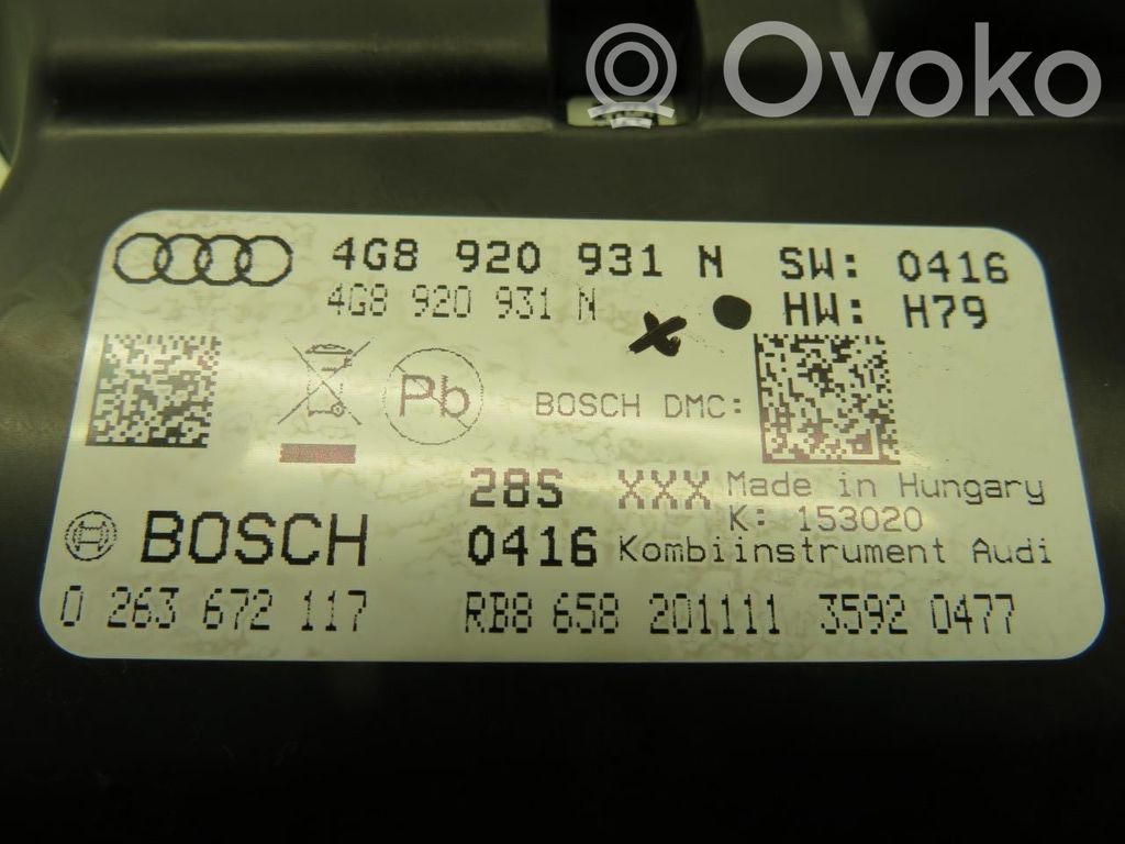Audi A6 S6 C7 4G Vitezometru (grup de instrumente) 