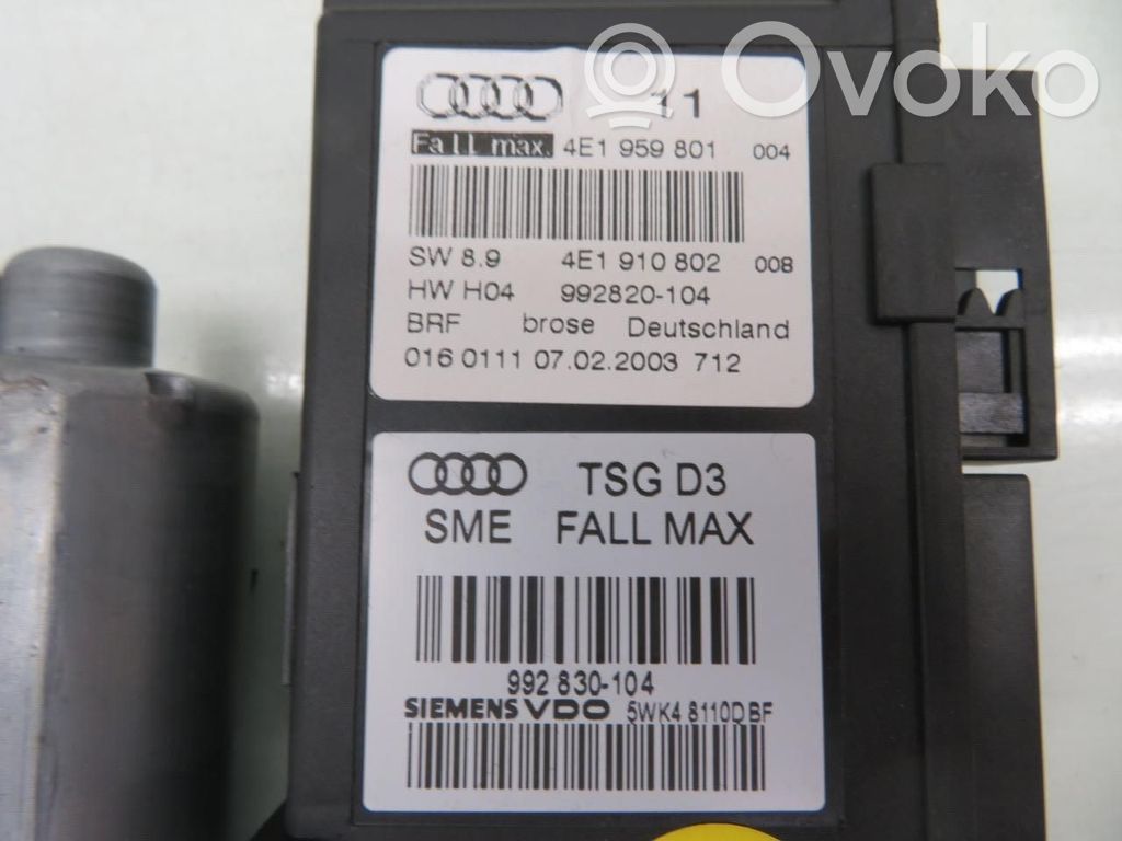 Audi A8 S8 D3 4E Podnośnik szyby drzwi z silniczkiem 