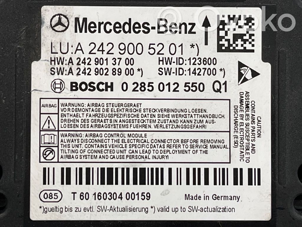 Mercedes-Benz B W246 W242 Блок управления надувных подушек