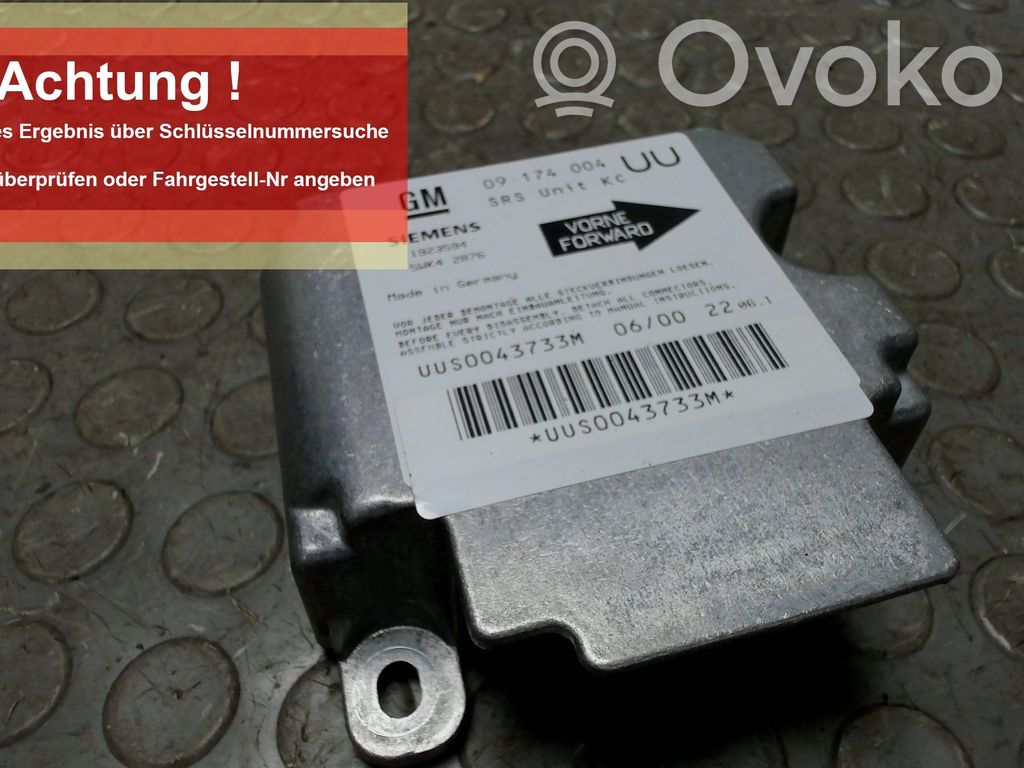 Opel Astra G Sterownik / Moduł Airbag 